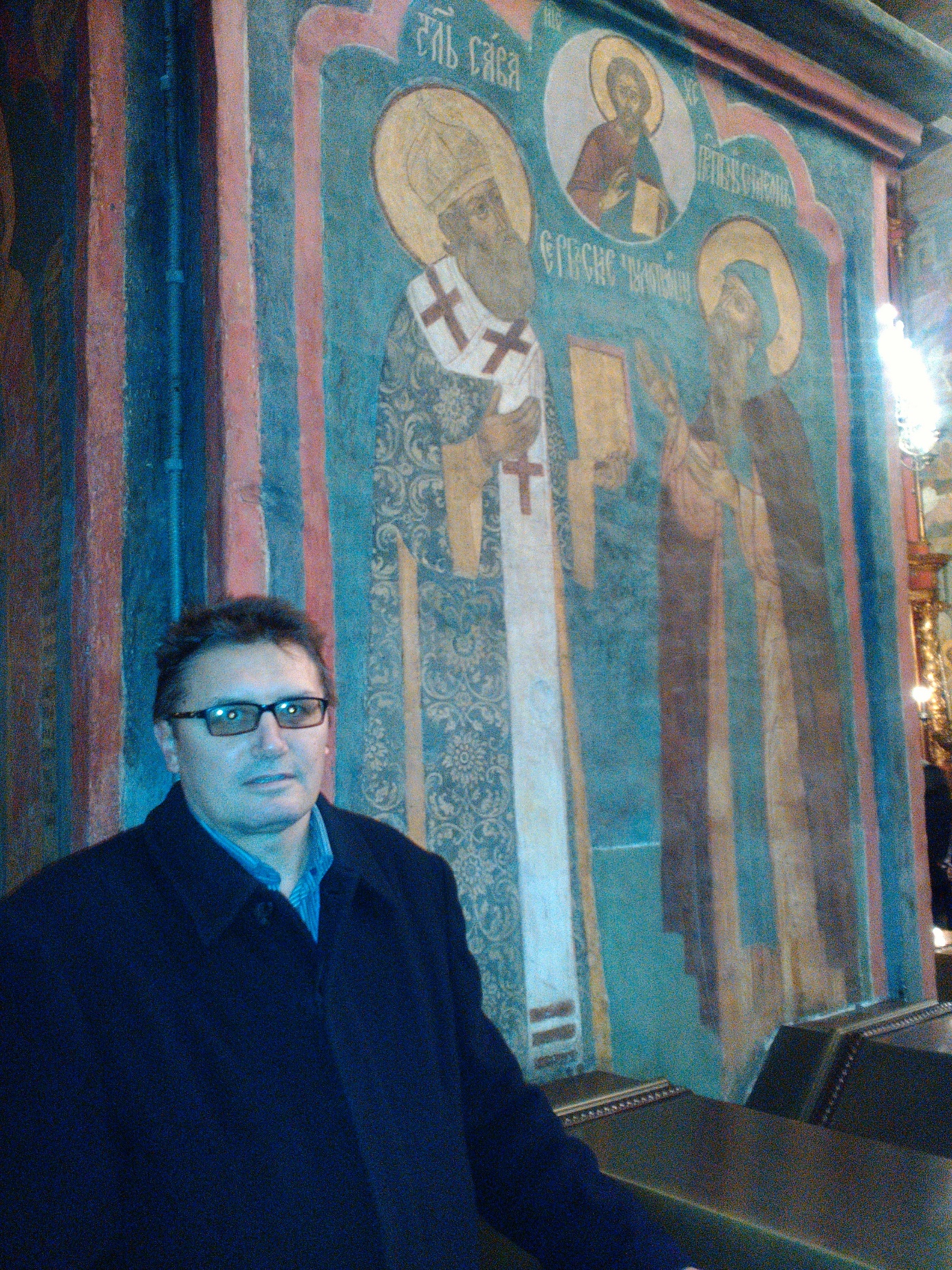 Фреска Светог Саве и Симеона Мироточивог у Архангелском храму Московског Кремља